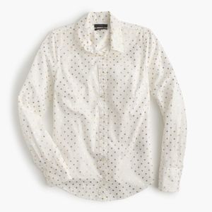 j crew perfect button down gold foil polka dot 4